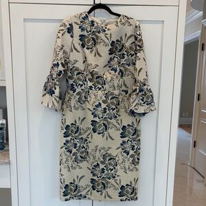 Betsy Adam shimmer material Elegant Floral Print Dress
